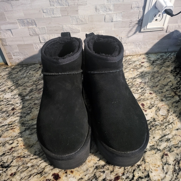 UGG Black Suede Platform Boots - Picture 2 of 5